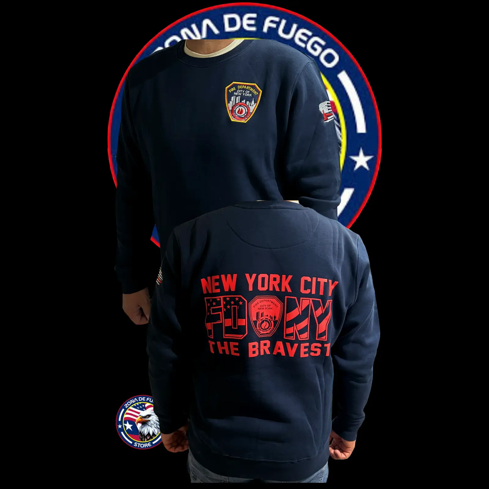 Poleron FDNY cuello Polo Azul Marino